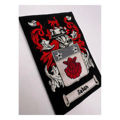 Saban Family Crest blazer Badge Hand Embroidered Bullion and Wire Family Crest Badges