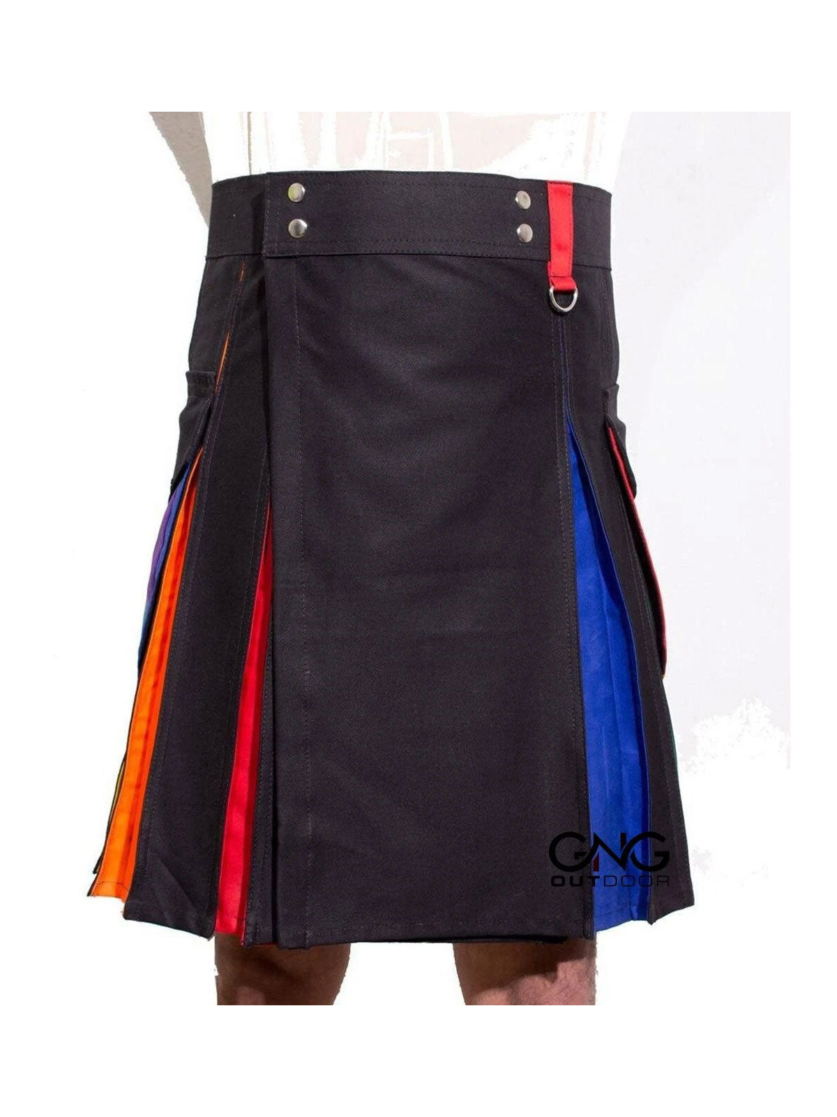 Men's New Rainbow Hybrid Pride Kilt LGBT Gay Kilt Modern Utility Kilt Size 28-62
