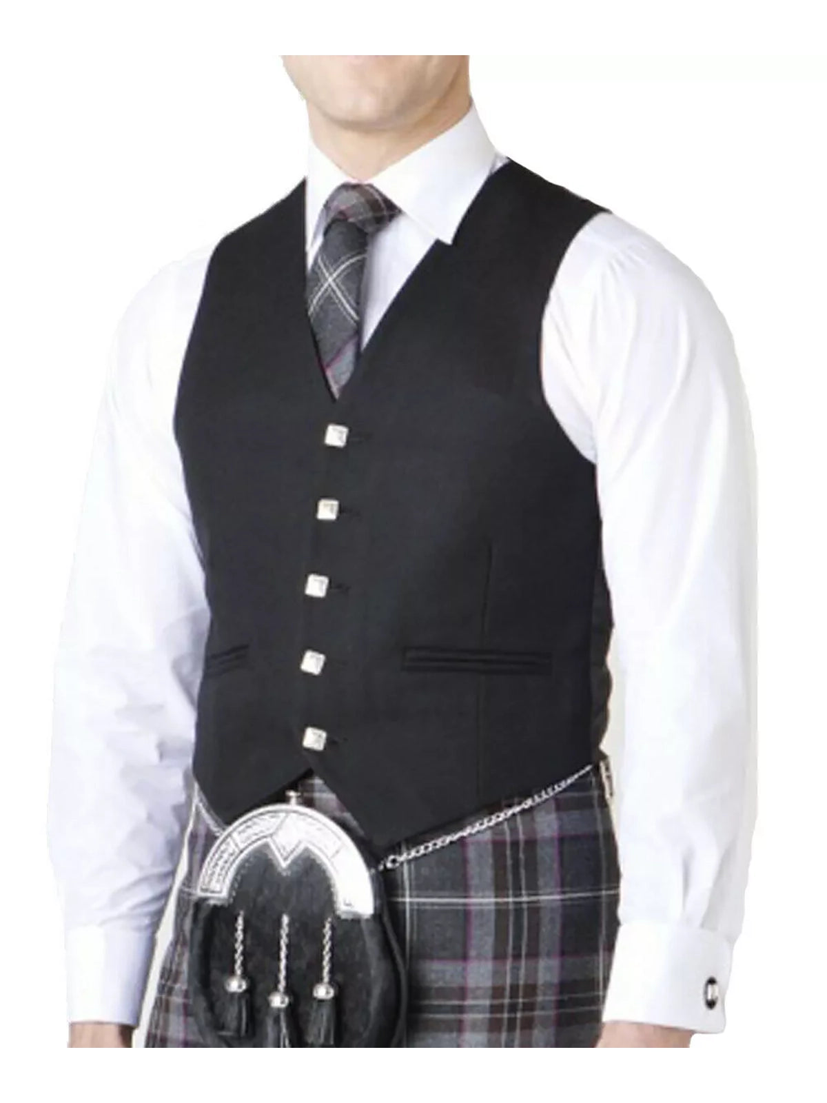 Men's Argyle Kilt Jacket And 5 Button Vest Scottish Wedding Kilts Jacket