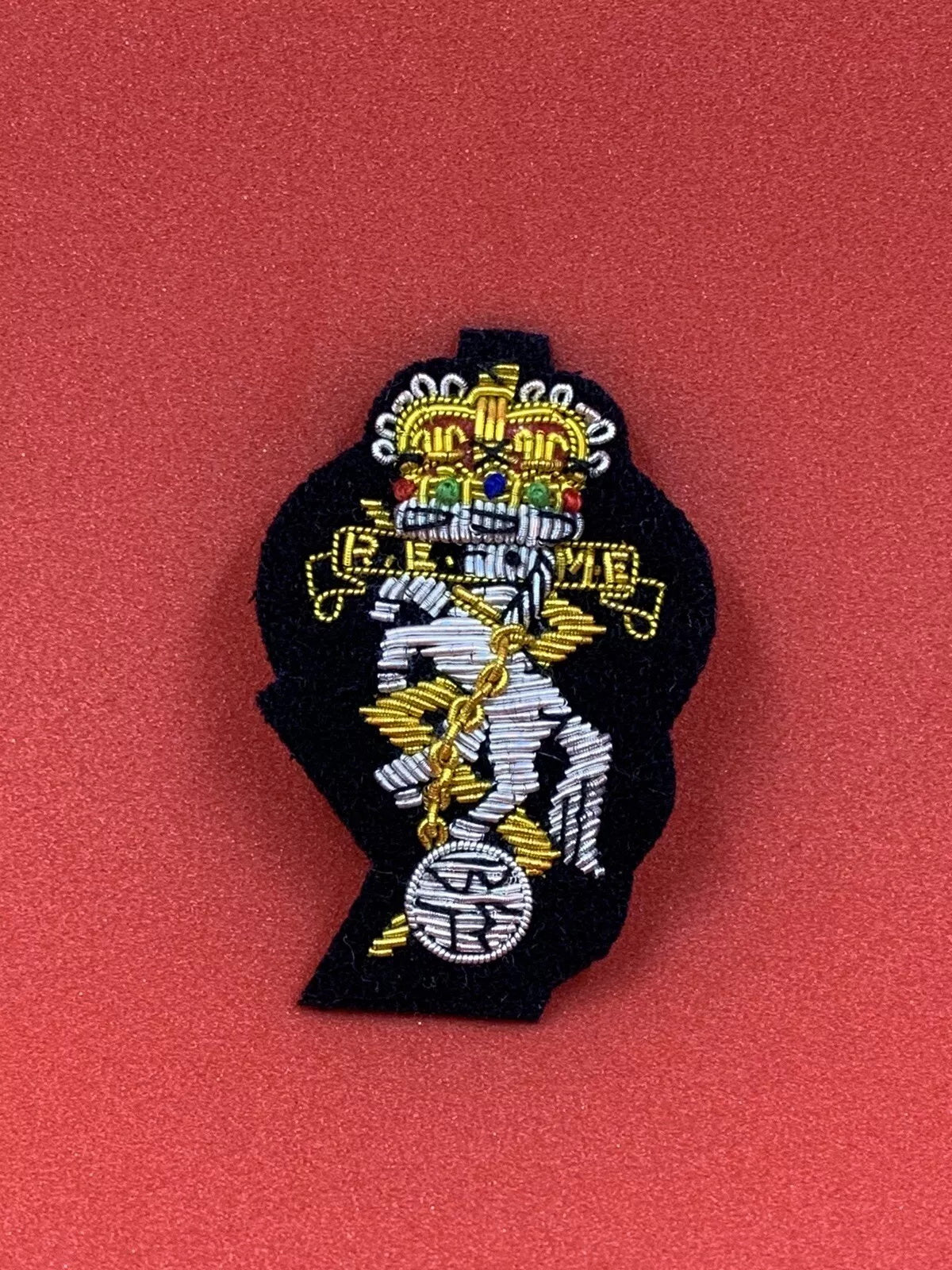 RAMC Officers Beret Cap Badge Royal Army Medical Corps Bullion Wire Badge Black