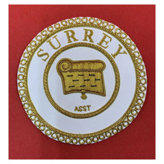 Masonic Apron Badge Surrey Asst Hand Embroidered Bullion & Wire Masonic Badges