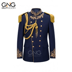 Navy Blue Military Parade Jacket with Gold Embroidery, Band Uniform Coat, Drum Major Jacket, Royal Ceremony & Wedding Blazer