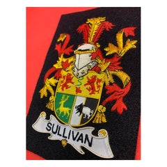 Sullivan Family Crest Badge Hand Embroidered Bullion and Wire Family Crest Badges