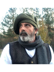 Green Wool Scot Bonnet Tam Hat Scottish Highlander Traditional Kilt Beret