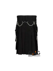 Men's Black Utility Chain Gothic Kilt Sizes 28" to 62"