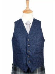 Blue serge Argyle jacket with 5 button waistcoat wedding kilt jacket