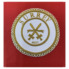 Masonic Apron Badge Surrey Hand Embroidered With Bullion And Wire Masonic Badge