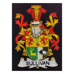Sullivan Family Crest Badge Hand Embroidered Bullion and Wire Family Crest Badges