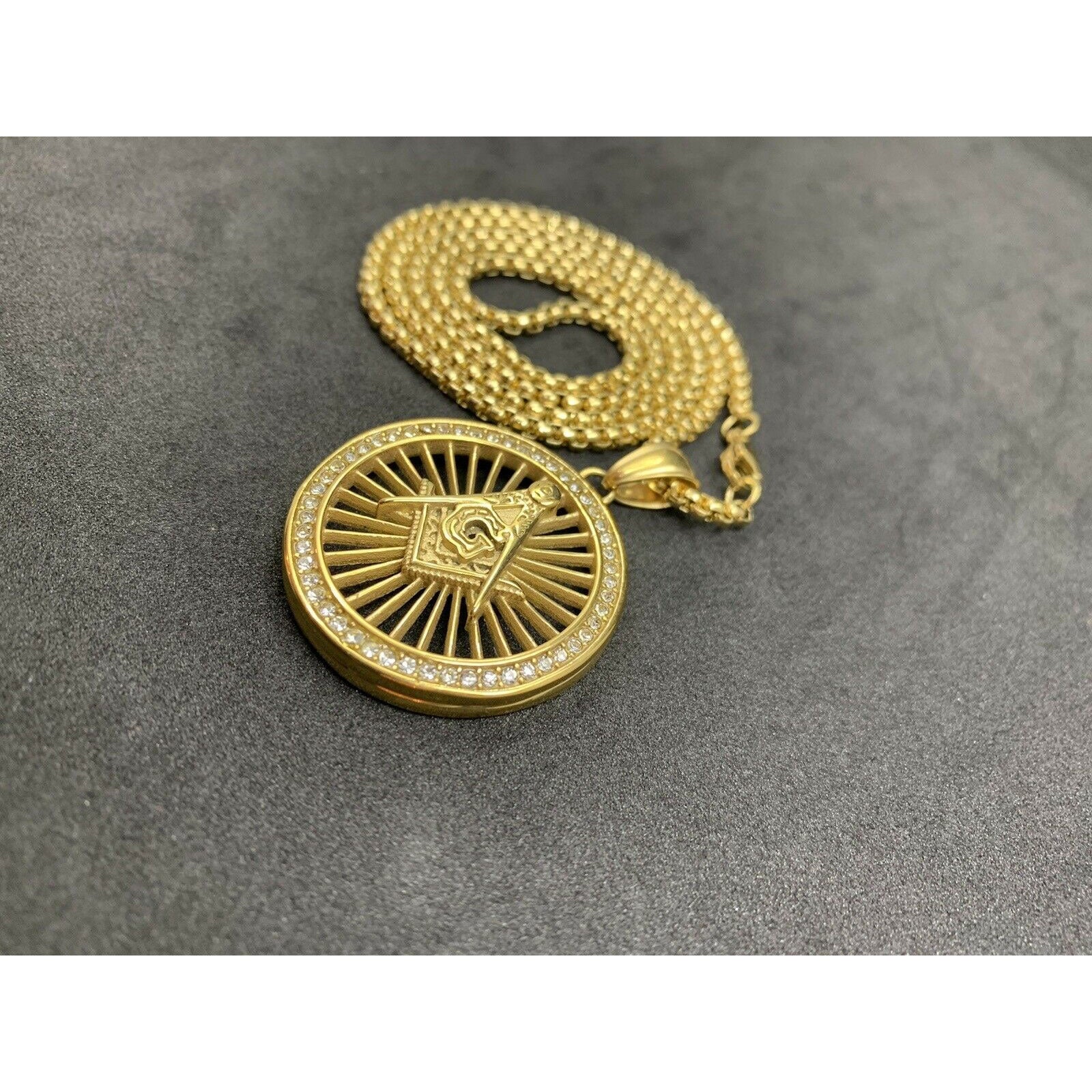 Masonic Square And Compass Gold Plated Neck Pendant Unisex Masonic Neck Pendants