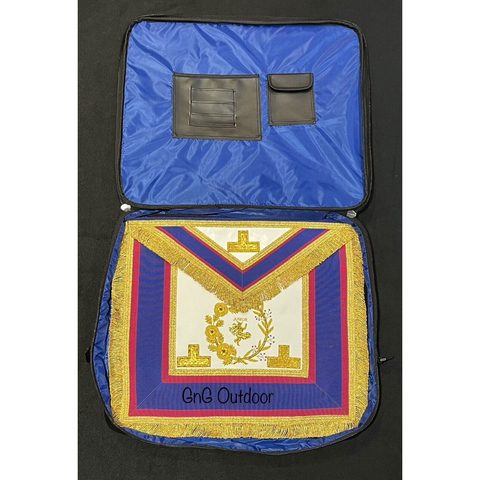Masonic Regalia MM WM Full Dress Apron Soft Case FD Apron Shoulder Carry Case Masonic Apron Case 16×20” In Black Simulated Leather