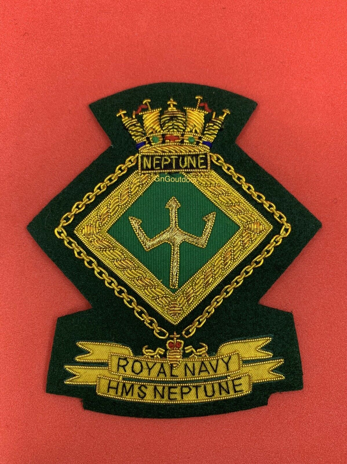 HMS Neptune Royal Navy Blazer Badge Royal Navy Embroidered Bullion Wire Badges