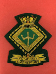 HMS Neptune Royal Navy Blazer Badge Royal Navy Embroidered Bullion Wire Badges
