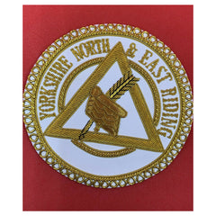 Masonic Apron Badge Yorkshire North & East Riding Hand Embroidered Masonic Badge