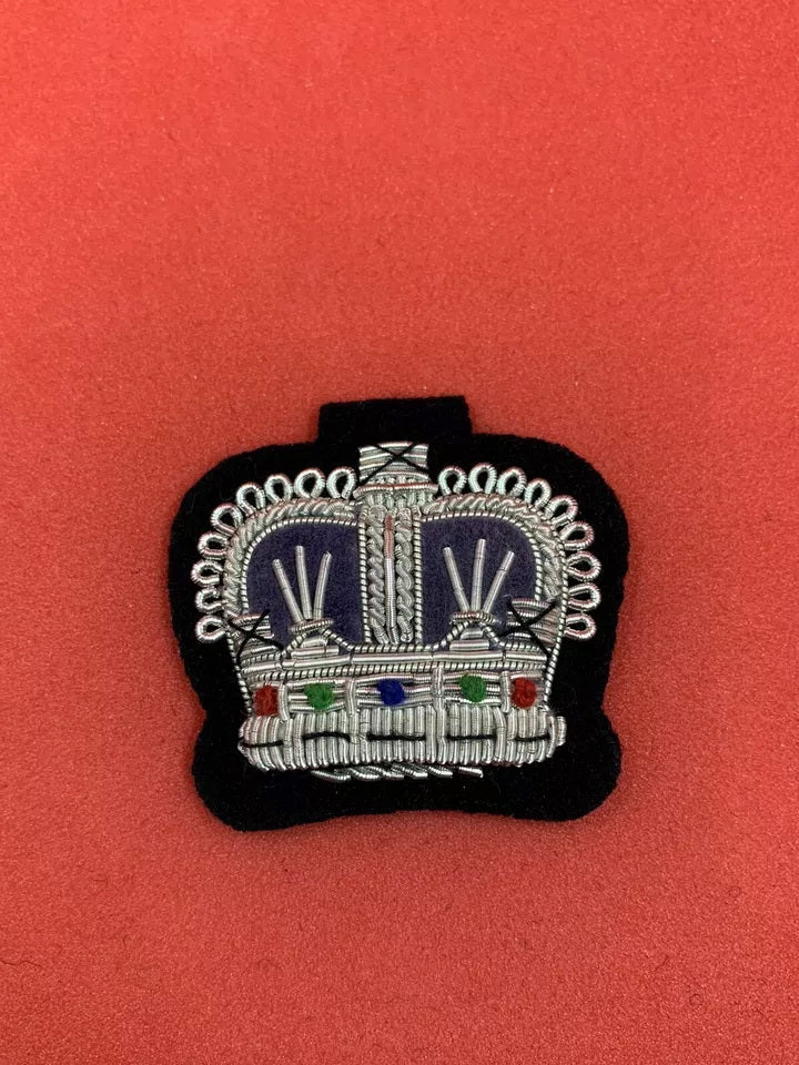Police Shoulder Rank Crowns Hand Embroidered Silver Bullion Wire Crowns
