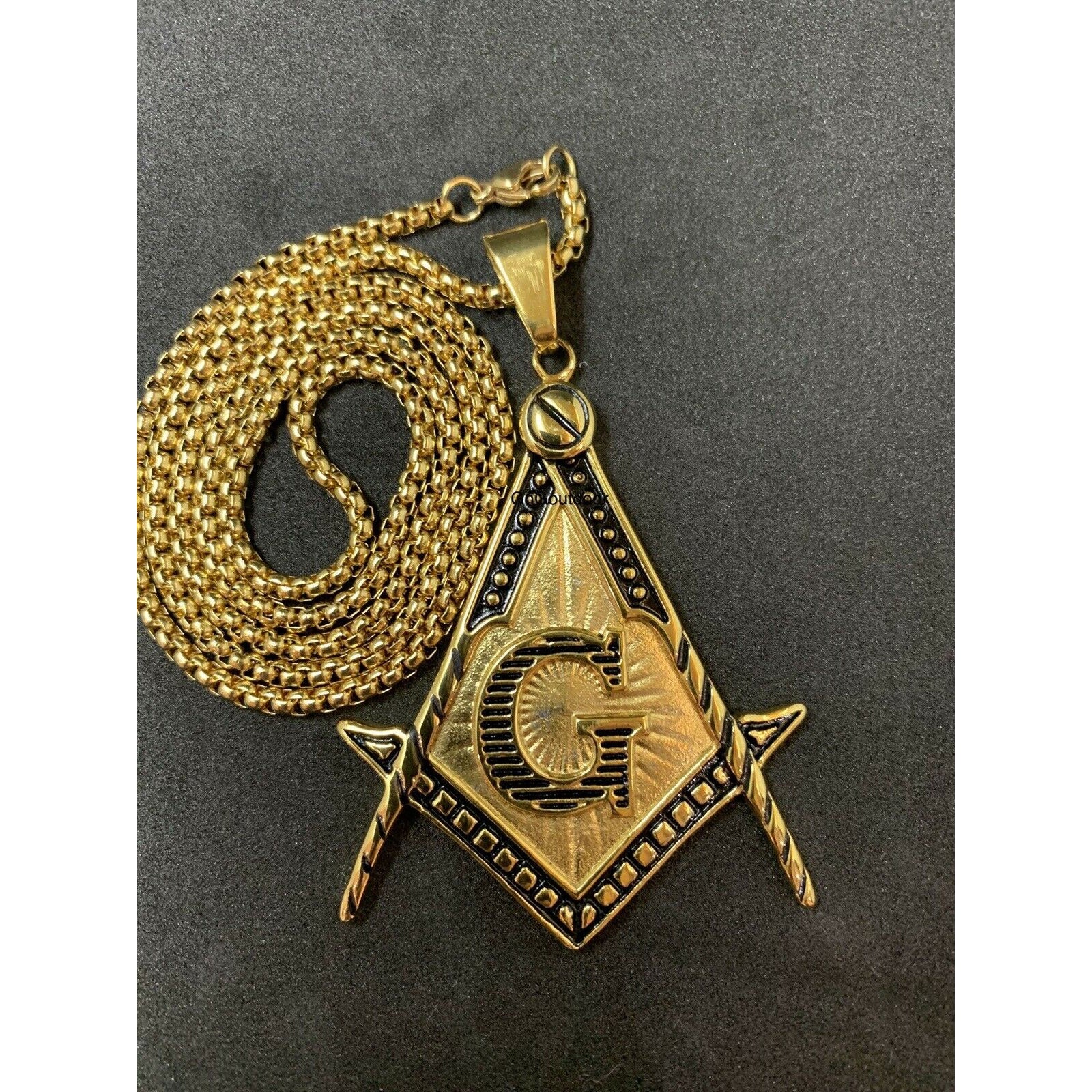 Masonic Square And Compass Gold Plated Neck Pendant Unisex Masonic Neck Pendants