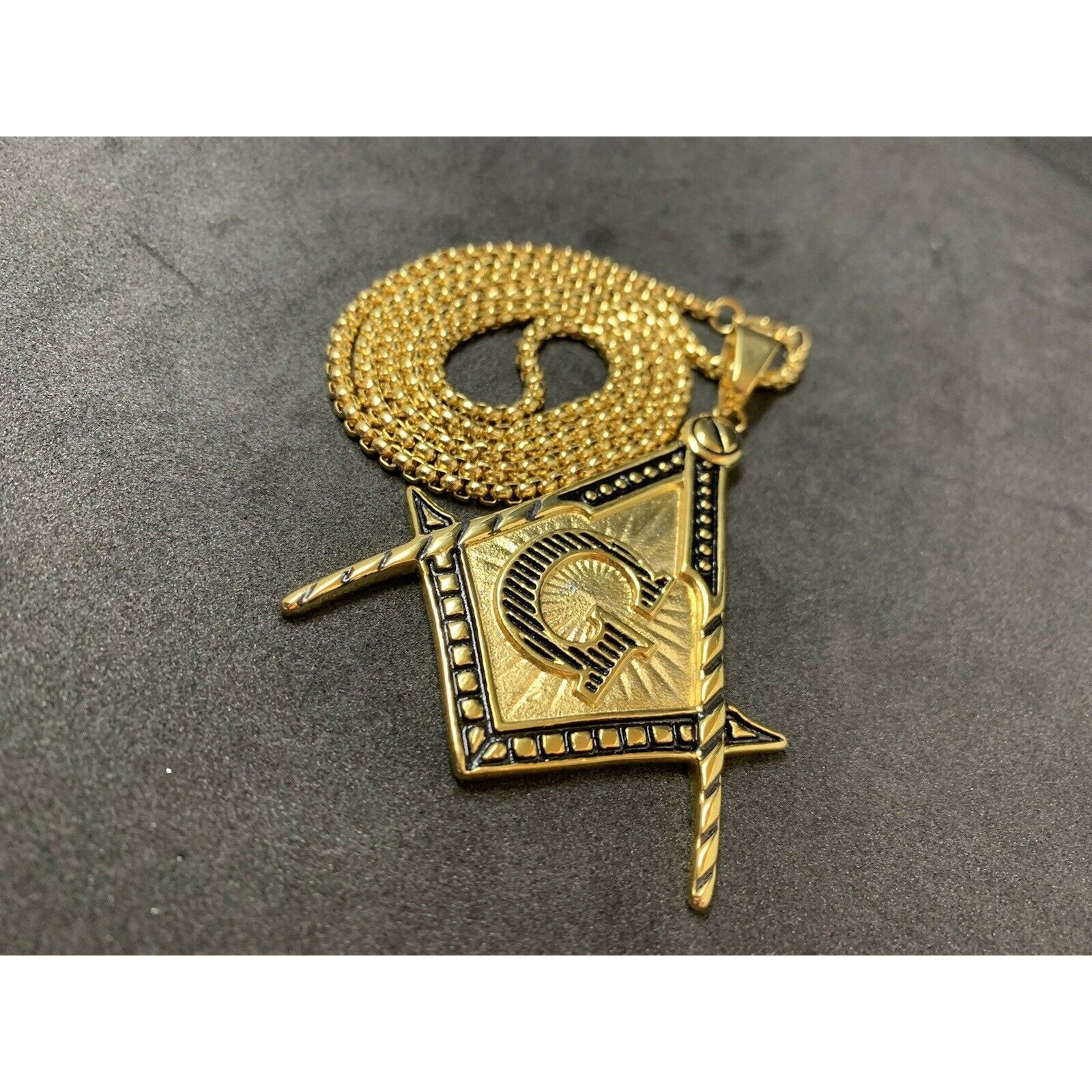 Masonic Square And Compass Gold Plated Neck Pendant Unisex Masonic Neck Pendants