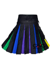 Men's Rainbow Nylon Straps Hybrid Pride Kilt Custom Size LGBT Kilt