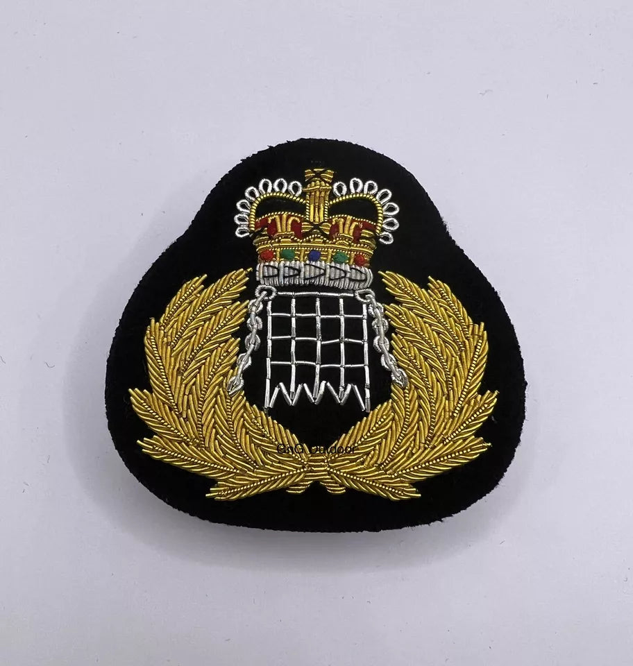 H.M. Customs And Excise Officer Embroidered Cap Badge Unusual Portcullis
