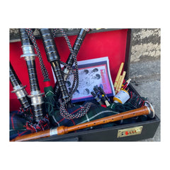 Full Size Professional Black Bagpipe Rosewood Silver Mounts Mackenzie Bagpipe