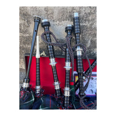 Full Size Professional Black Bagpipe Rosewood Silver Mounts Mackenzie Bagpipe