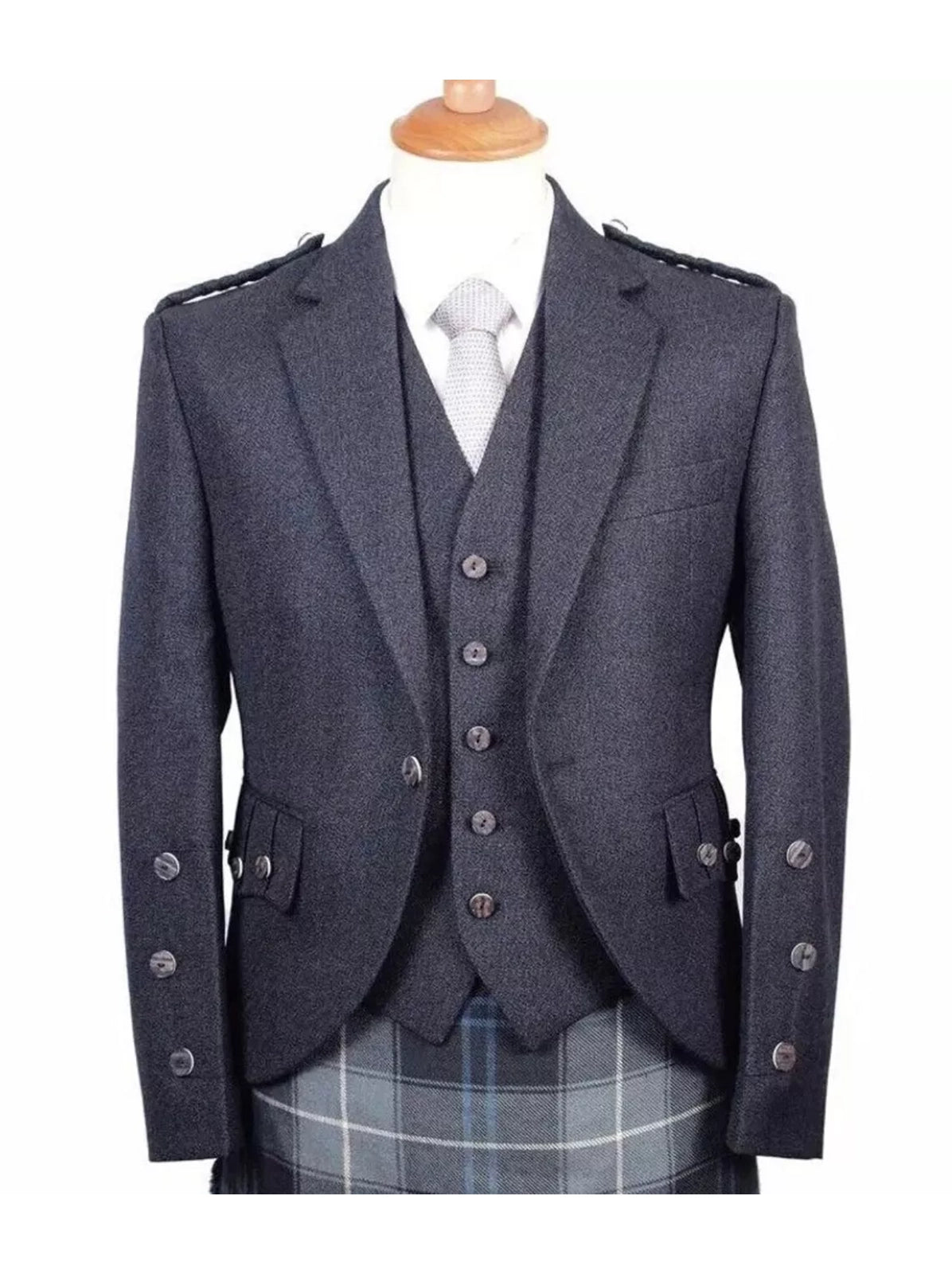 Men’s Scottish Charcoal Grey Argyle kilt jacket wedding kilt jacket