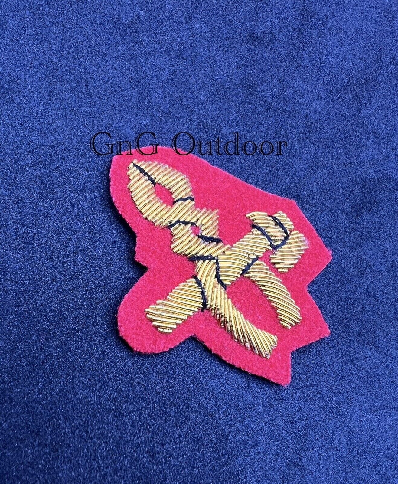 REME Artificer Hammer And Tongs Mess Dress Gold Hand Embroidered On Scarlet Felt