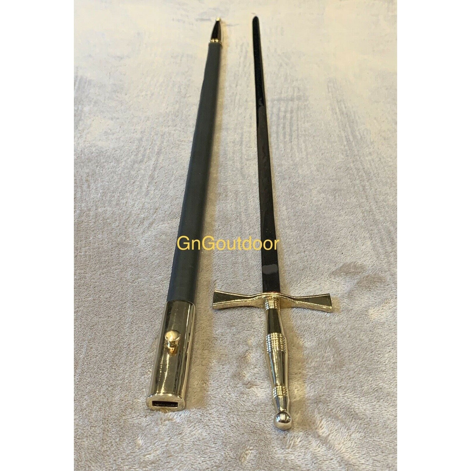 Masonic Ceremonial Blunt Sword With Gold Hilt And Black Scabbard Masonic Sword