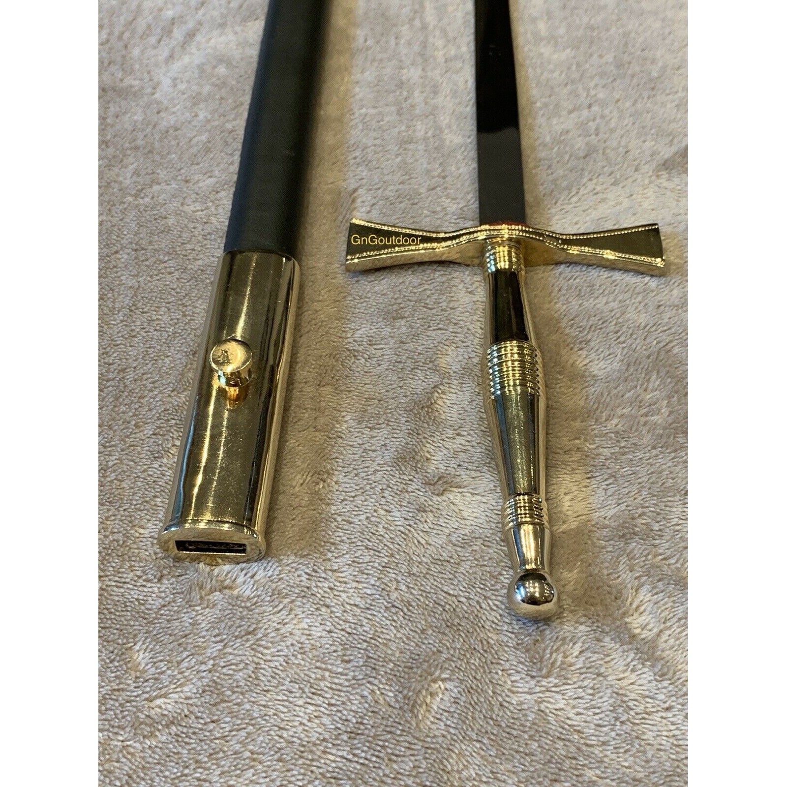 Masonic Ceremonial Blunt Sword With Gold Hilt And Black Scabbard Masonic Sword
