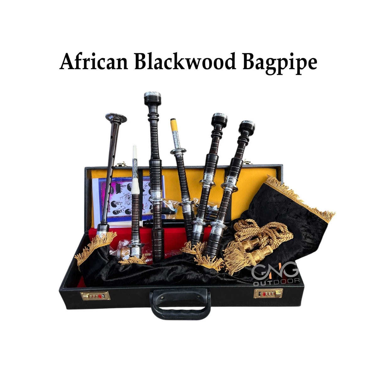 Full Size African Blackwood Highland Bagpipe Silver Mounts Bagpipe With Hardcase