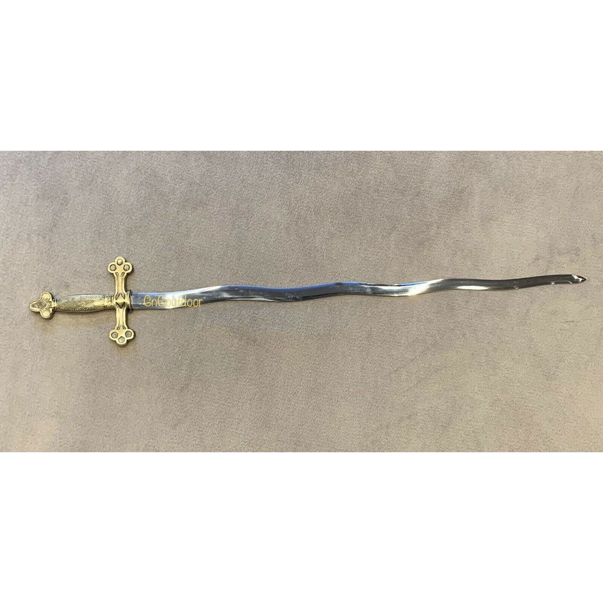 Masonic Ceremonial Snake Flaming Blunt Sword Square Compass Gold Handled Sword