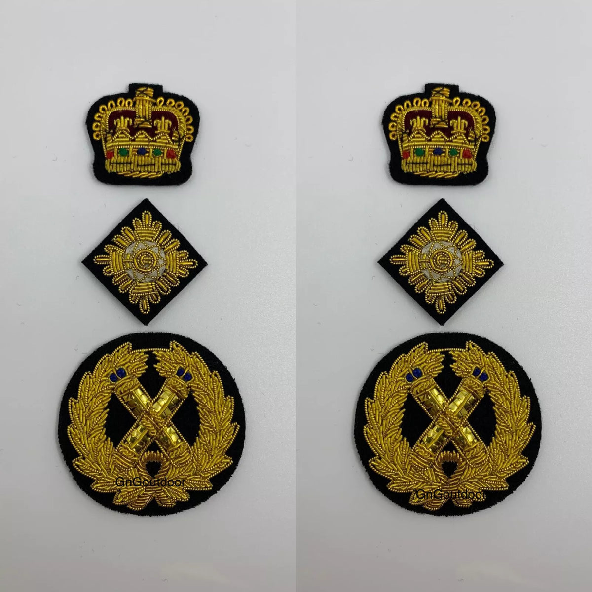 Hand Embroidered With Gold Bullion Wire Rank Set Shoulder Rank Badges