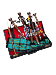 Great Full Size Brown Highland Dragon Bagpipe Rosewood Silver Mounts Bagpipe