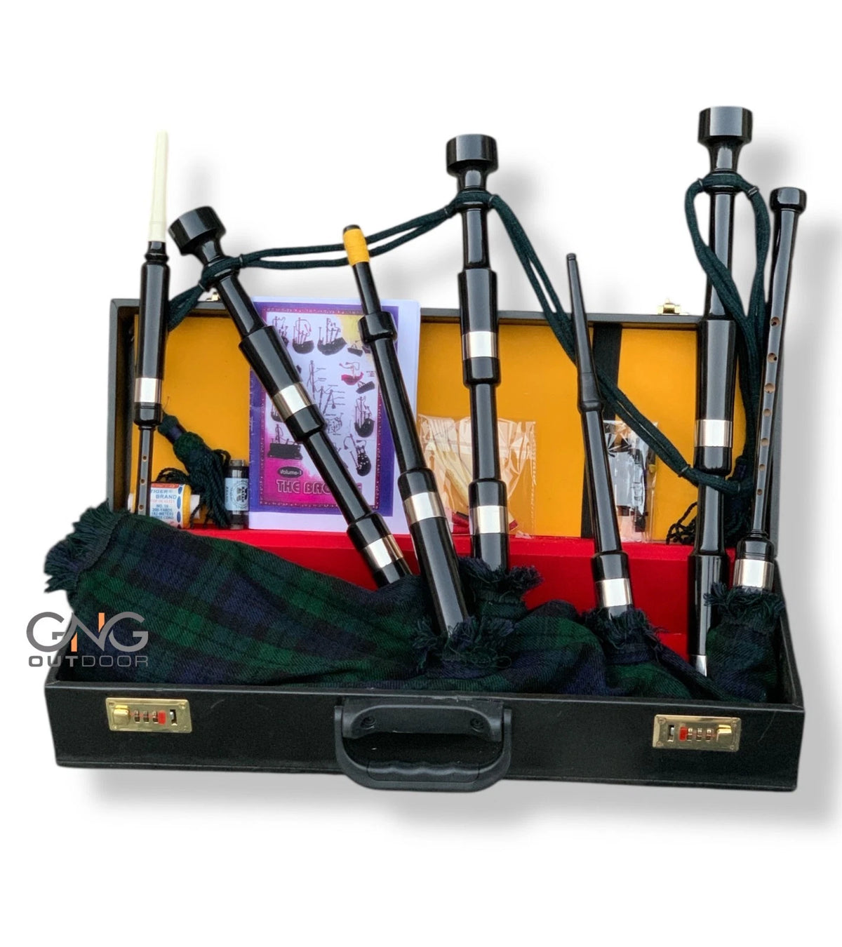 Scottish Bagpipe with Black Practice Chanter Silver Mouth with Hard Case