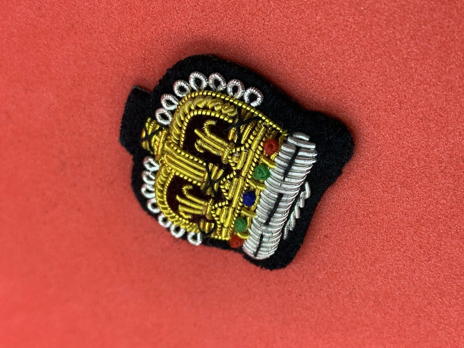 Staff Sergeant Crown Mess Dress Hand Embroidered Bullion And Wire Crown On Black