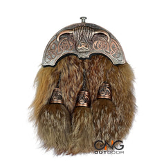 Men's Fur Sporran 4 Different Cantle Style Stag head, Thistle, Lion Rampant, Cow