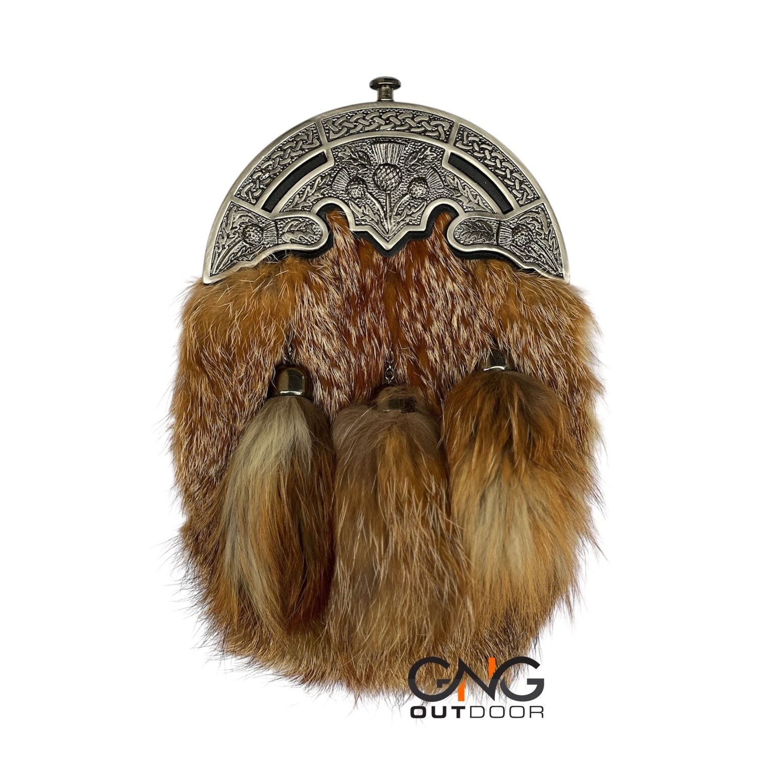 Men's Fur Sporran 4 Different Cantle Style Stag head, Thistle, Lion Rampant, Cow