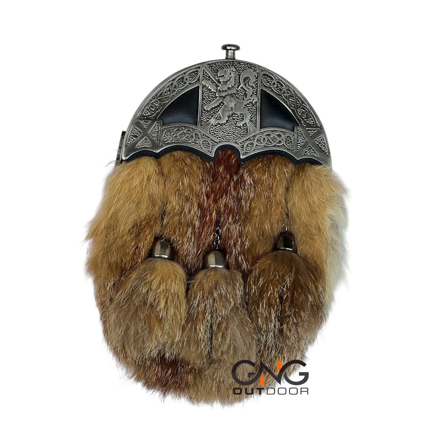 Men's Fur Sporran 4 Different Cantle Style Stag head, Thistle, Lion Rampant, Cow