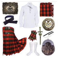 Men's Thistle Badge Wallace 10 PCS Scottish Traditional Wedding Kilt Outfit