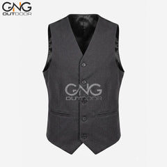 Men's Wedding Dark Grey Wool 5 Button Vest Scottish Kilt Waistcoat