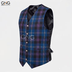 Men's Wedding Pride of Scotland Tartan Vest 5 Button Scottish Kilt Waistcoat