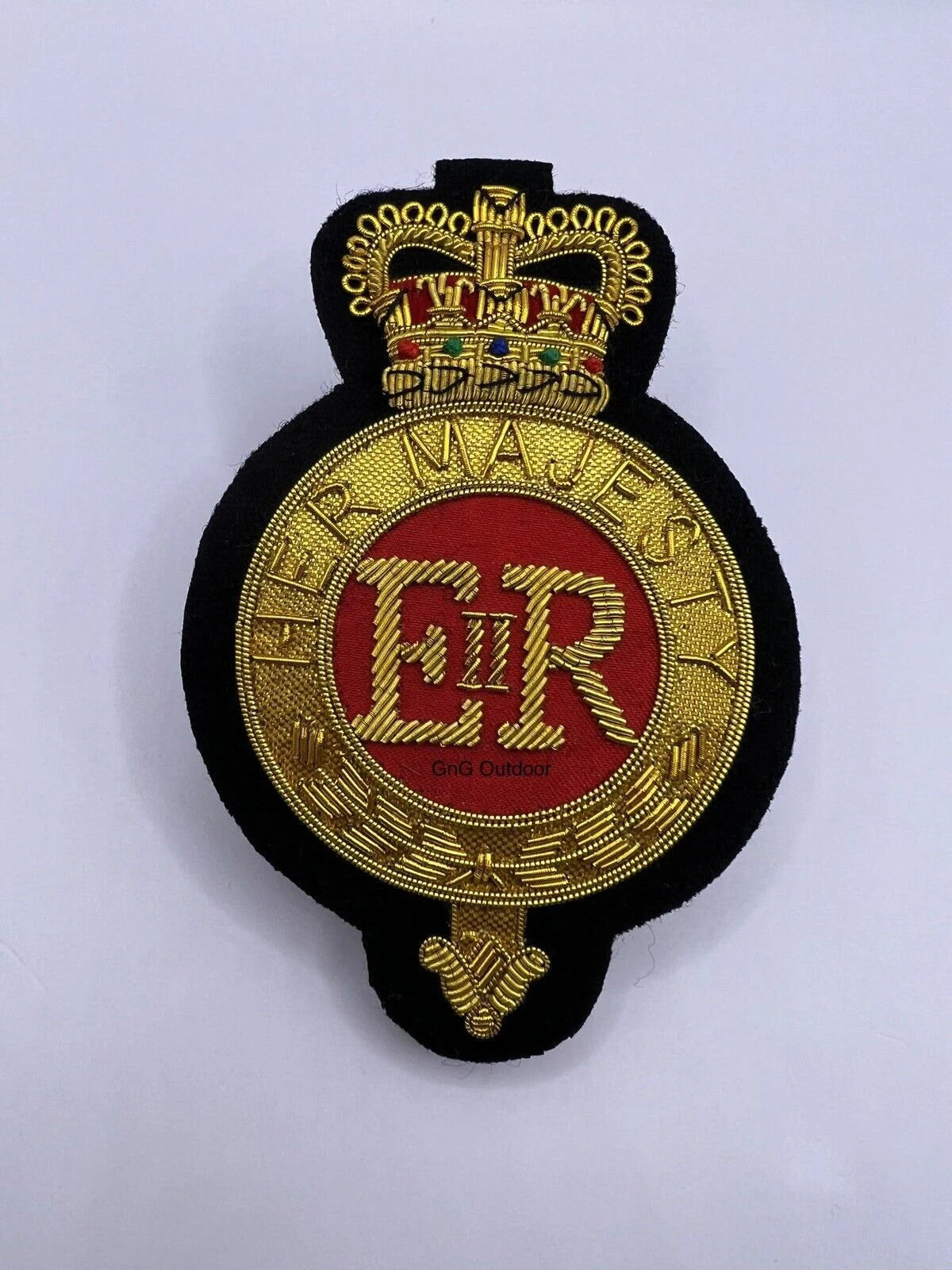 Her Majesty Queen Elizabeth II Blazer Badge EIIR Hand Embroidered Bullion Wire Patch