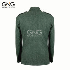 Lovat Green Wool Argyll Jacket with Crail Cuffs | Traditional Scottish Highland Jacket