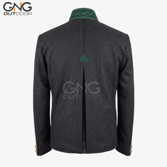 German Bavarian Jacket Charcoal Grey Wool Jacket | Traditional Custom Jacket