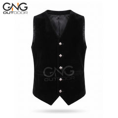 Men’s Formal Black Velvet Argyle Jacket with Embellished Gauntlet Cuffs