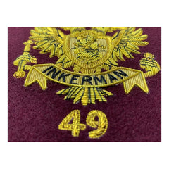 49 Inkerman Frameable Badge Handmade Bullion Wire On Maroon Felt Royal Artillery