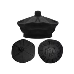 Men's Black Tartan TAM o' SHANTER Bonnet Beret Balmorals Tartan Tammy Hat