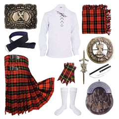 Men's St Andrew Badge Wallace 10 PCS Scottish Traditional Wedding Kilt Outfit