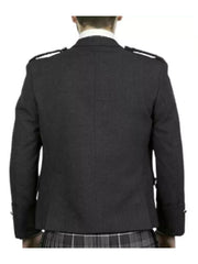 Men’s Scottish Charcoal grey wool Argyle kilt jacket with 5 button waistcoat
