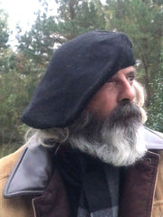 Black Wool Scot Bonnet Tam Hat Scottish Highlander Traditional Kilt Beret