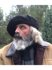 Black Wool Scot Bonnet Tam Hat Scottish Highlander Traditional Kilt Beret